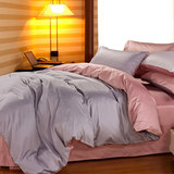 出口欧式 全棉长绒埃及棉纯色简约四件套床上用品 定制圆床床笠