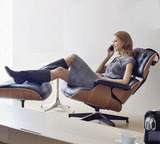 Eames lounge伊姆斯躺椅 真皮沙发休闲转椅 办公老板椅皇帝躺椅