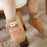 宝宝地板袜防滑珊瑚绒儿童袜子秋冬女童袜毛巾袜加厚保暖婴儿短袜