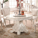 欧式大理石圆形双层餐桌白色带转盘圆桌可订做电磁炉家用火锅餐桌