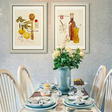 美式餐厅装饰画 欧式简约二三联竖版挂画  酒水果蔬菜创意墙壁画