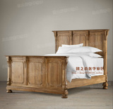 RH出口外贸实木雕花床 法式做旧双人床1.8米大床复古美式婚床