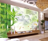 竹子圆圈立体3D大型壁画无缝客厅沙发电视背墙画墙纸壁纸无缝壁布
