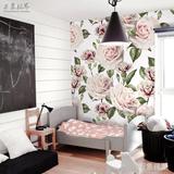 欧式现代沙发卧室背景墙无缝丝绸壁纸壁画墙纸田园玫瑰免费施工