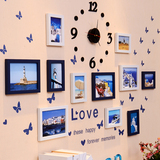 欧式客厅相框墙创意地中海照片墙卧室韩式挂墙相框组合钟表相片墙