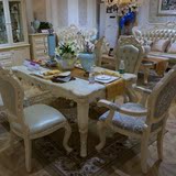 欧式餐桌椅组合 简约1.6米大理石实木6人客厅餐台1.8饭店吃饭桌子