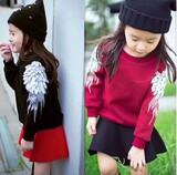 男童女童翅膀卫衣2-7岁儿童刺绣立体羽毛卫衣加绒加厚秋冬卫衣潮