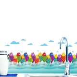 彩色小鱼腰线贴儿童房幼儿园卡通玻璃踢脚线玄关墙脚防水创意贴画