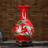 景德镇陶瓷器台面摆设中国红艺术花瓶现代家居装饰品摆件婚庆礼品