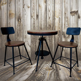 阳台桌椅三件套组合休闲户外咖啡厅酒吧台小茶几铁艺实木复古家具