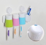 创意强力吸盘牙刷架漱口杯套装韩国三口之家牙膏盒洗漱刷牙杯牙缸