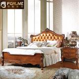 范格美居品牌 美式床实木双人床 1.8米皮艺婚床 欧式皮艺大床