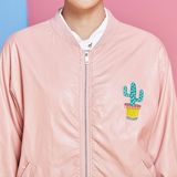2016春季新款韩版修身学院风粉色短款外套女潮日系棒球服可爱女