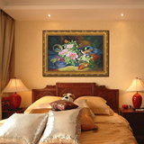纯手绘油画欧式客厅装饰抽象风景壁画古典花卉餐厅挂画玄关有框画