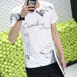 夏季新款男士短袖T恤圆领青年韩版潮男装半袖修身体恤衫纯棉衣服