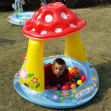 正品INTEX儿童游泳水池蘑菇造型遮阳防晒宝宝充气球池婴儿游戏屋