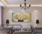 新款纯手绘客厅卧室 玄关装饰画抽象挂画 手绘立体白色油画发财树