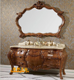 欧式浴室柜实木仿古卫浴柜橡木落地台盆柜美式双盆洗手落地柜整体