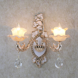 欧式床头壁灯锌合金水晶蜡烛客厅壁灯酒店餐厅过道别墅楼梯墙壁灯