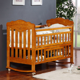 婴儿床实木无漆白色可变书桌多功能童床宝宝床bb床可加长双层储物