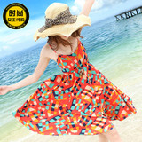韩国代购度假波西米亚沙滩裙短裙女夏款吊带连衣裙显瘦海边度假裙