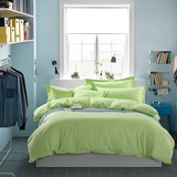 纯棉双拼纯色四件套全棉1.8米韩式绿色床上用品素色红色2.0m被套4