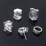 泰国进口民族手工银戒指清迈老银匠纯银戒子复古泰银开口男女戒指