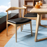 牛角椅 实木餐椅酒店餐椅咖啡椅北欧宜家椅水曲柳北欧家具靠背椅