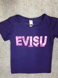 媛一家夏季新款EVISU福神童装男童女童纯棉休闲圆领儿童短袖T恤
