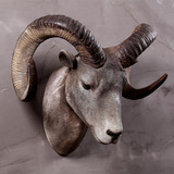 店铺开业高档羊头壁挂壁饰家里室内墙上复古仿真动物头标本装饰品