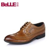 Belle/百丽男鞋2016春季新款潮流牛皮布洛克鞋皮鞋男L3360AM6