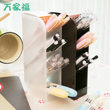 日本进口办公室桌面收纳盒 塑料化妆刷筒笔筒办公文具多格整理盒