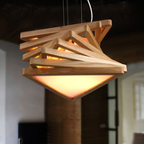 光隧木艺吊灯设计师艺术创意灯具餐厅书房卧室简约三角形实木吊灯