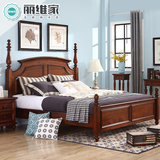 新款美式床2米乡村深色简约风格纯全实木床1.8米大床卧室双人婚床