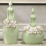 欧式陶瓷花瓶创意艺术美少女摆件客厅电视酒柜家居装饰品结婚礼物