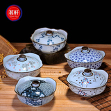 陶瓷日式盖碗 景德镇釉下彩和风碗 蒸蛋碗 带盖陶瓷碗 面碗汤碗