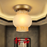 新中式吸顶灯客厅现代中式铁艺复古走廊过道阳台玻璃灯罩小吸顶灯