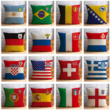 世界欧洲杯德法西班牙意大利国旗队徽棉麻抱枕沙发靠垫足球迷礼品