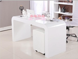 白色钢琴烤漆电脑桌现代简约书桌创意办公桌时尚烤漆老板桌定制