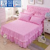 韩式夹棉加厚单件床罩床裙式防滑保护床套蕾丝边床群1.5米1.8m2.0