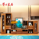 华日家居金丝檀木 现代中式实木组合电视柜 储物收纳柜 客厅家具