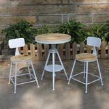 北欧简约复古餐桌椅组合 可升降咖啡桌铁艺实木创意酒吧台圆桌子