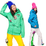 滑雪衣女冬季户外正品双单板滑雪 大码帽衫款套装加厚韩国登山服