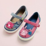 现货【英国代购next】16春女宝女童小猫兔子贴布船鞋帆布鞋2款选