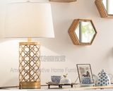 美式创意家居软装镂空金属底座金色客厅卧室书房玄关走廊台灯