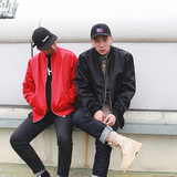 HOLIGAN韩国男装原创代购 韩版修身拉链棒球领亮面夹克修身长外套