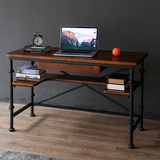 美式复古loft实木电脑桌铁艺创意书桌工业风办公台个性办公桌