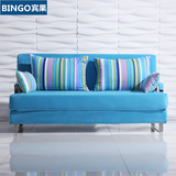 宾果 时尚创意沙发床 四折叠可拆洗不锈钢布艺沙发床小户型两用