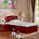 富盛中式实木床1.8双人床1.5成人单人床1.2米水曲柳家具高箱床210