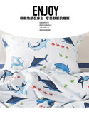 海豚鲨鱼儿童男孩地中海海洋床上用品四件套蓝色纯棉被套床单春夏